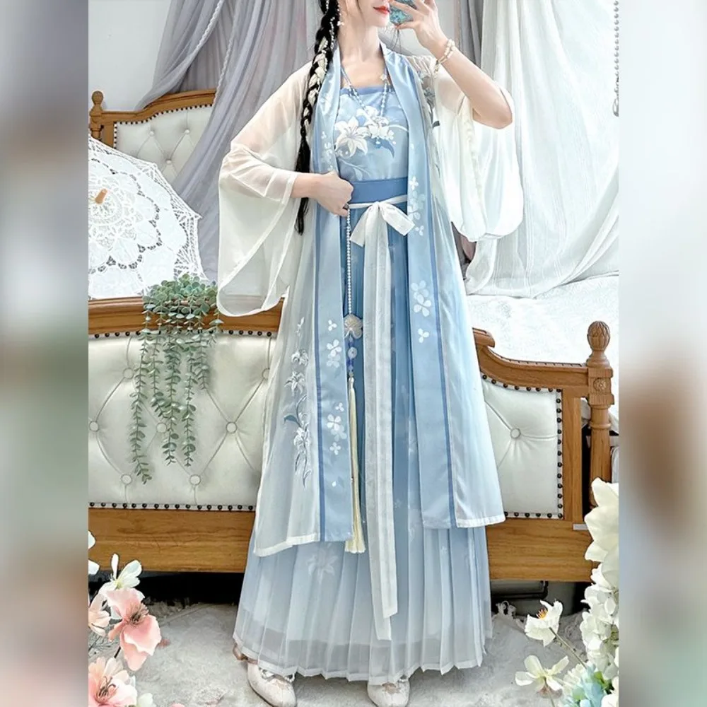 

2025 New Original Song Style Hanfu Set Women Embroidery Camisole With Long Sleeve Bei Zi Daily Casual Ancient Costume