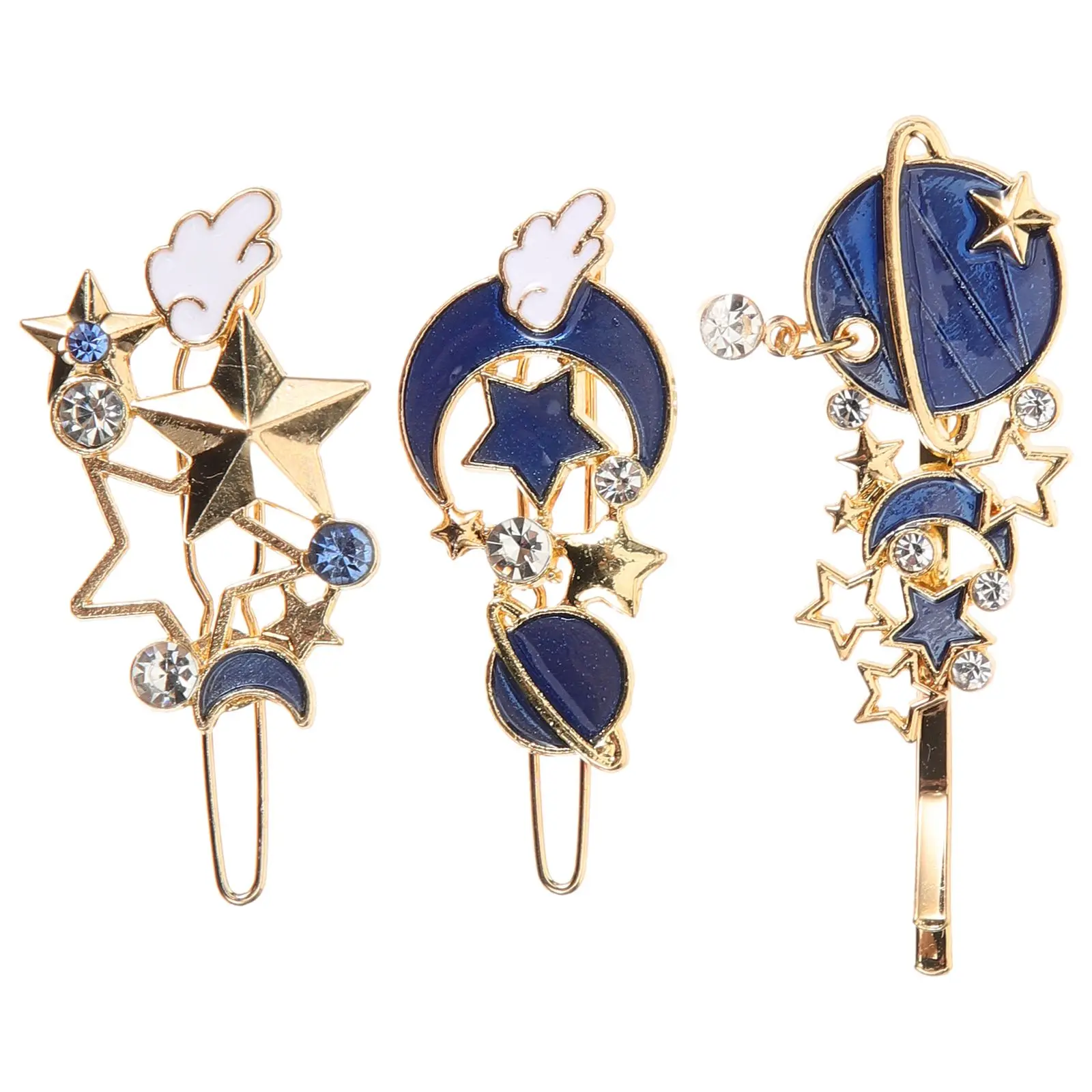 

3 Pcs Hairpin Accessories For Women Hair Accessories Women Styling Moon Clips Vintage Metal Blue Hair Ornament