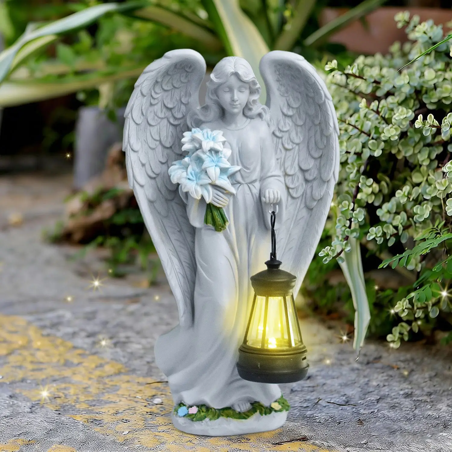 

Солнечный фонарь-ангел в европейском стиле для сада, уличный декор, статуэтка для двора и виллы, ночник, подарок, украшение