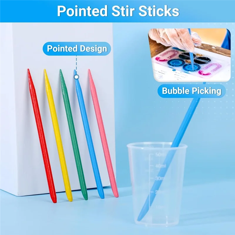 ABP-Resin Mixing Cups And Sticks Pointed Stir Sticks For Mixing Paint, Stain, Epoxy, Resin