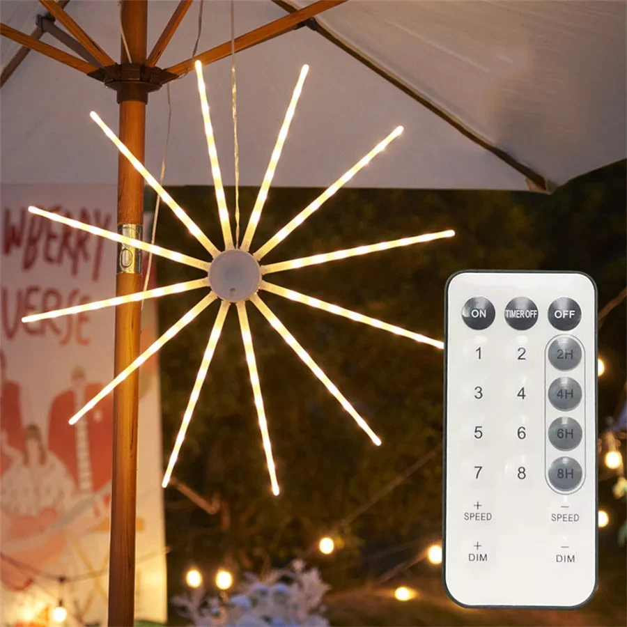 

LED Meteor Starburst Light 48/96 LED Hanging Firework Light Christmas Firework Light Holiday Fairy String Light With Remote