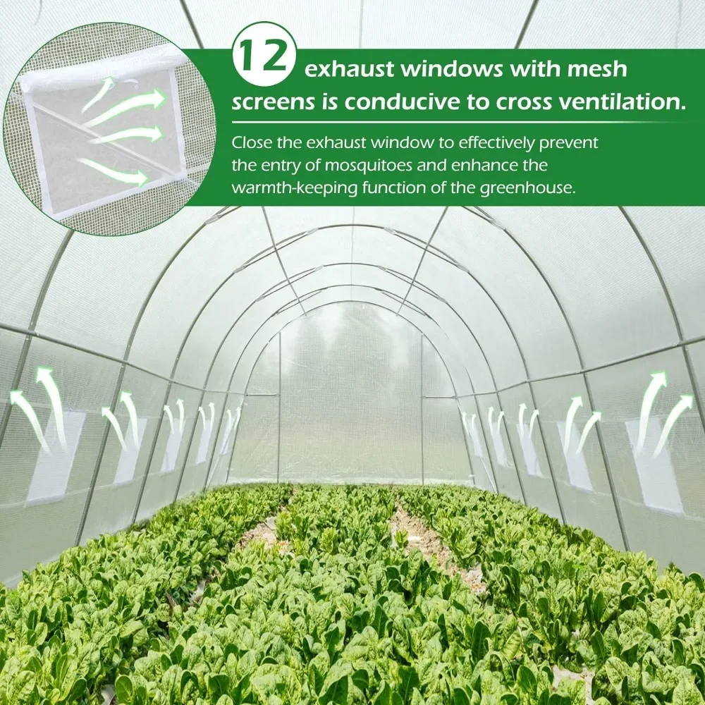 26' X 10' X 6.6' Greenhouse Large Gardening Plant Green House Hot House Portable Walking in Tunnel Tent Heavy Duty Steel Frame