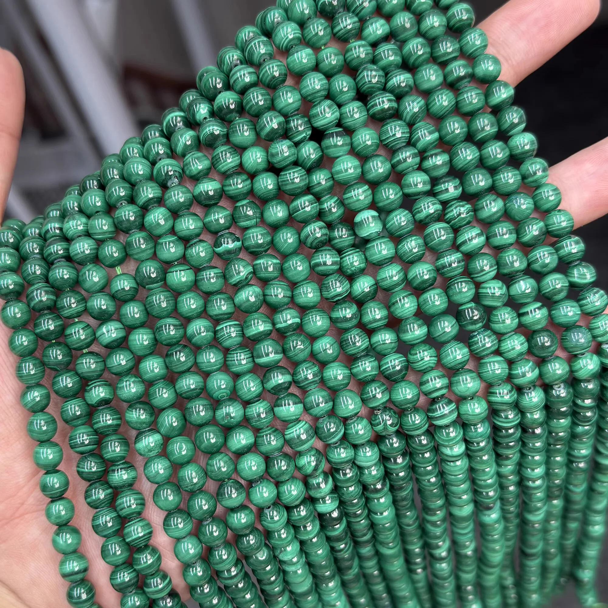 AAAAA الملكيت الأخضر الجولة 2 مللي متر 4 مللي متر 6 مللي متر 8 مللي متر 10 مللي متر الطبيعية 38 متر فضفاض الخرز DIY بها بنفسك مجوهرات #5