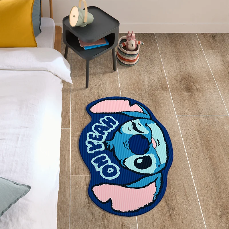 

Disney Cartoon Character Stitch Cashmere Floor Mat Living Room Bedroom Bed Rug Bathroom Non-slip Absorbent Floor Mat Supplies