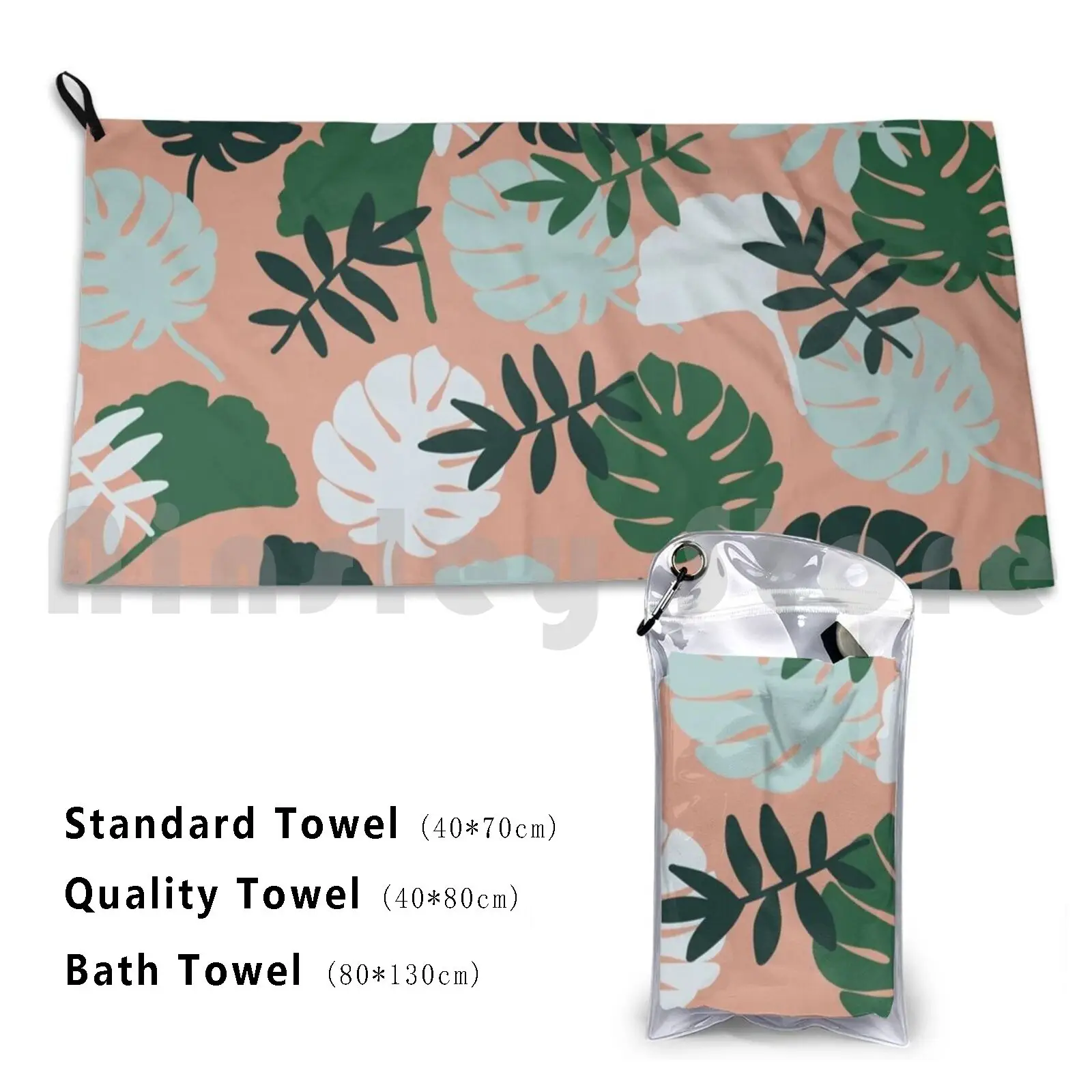 Jungle Foliage Pattern Custom Towel Bath Towel Green Jungle Leaves Leaf Trees Forest Rainforest Ginkgo Lush