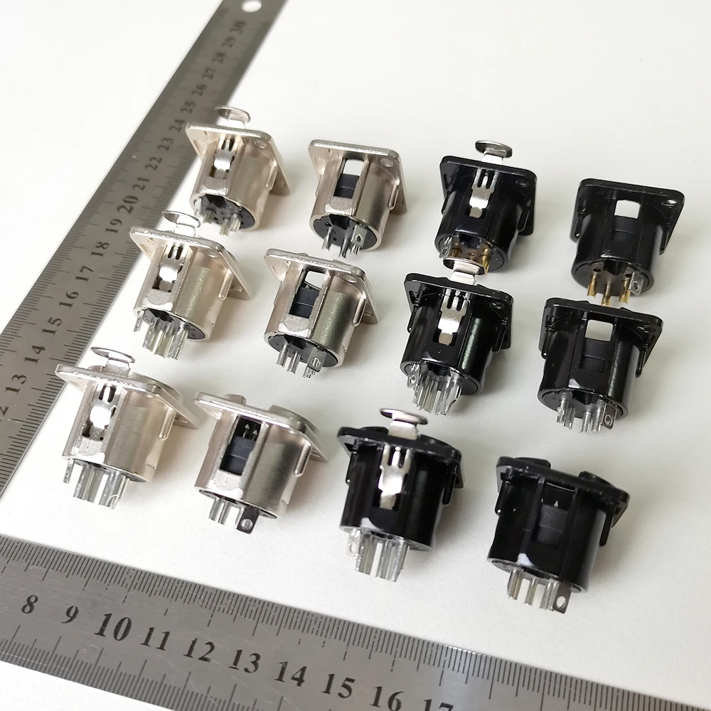 XLR 3-Pin 4-Pin 5-Pin Stecker Buchse Panelanschluss Audio-Mikrofon-Verbinder Schwarz Silber Vergoldet Kupferkontakt XLR Metallsockel – Detail 4