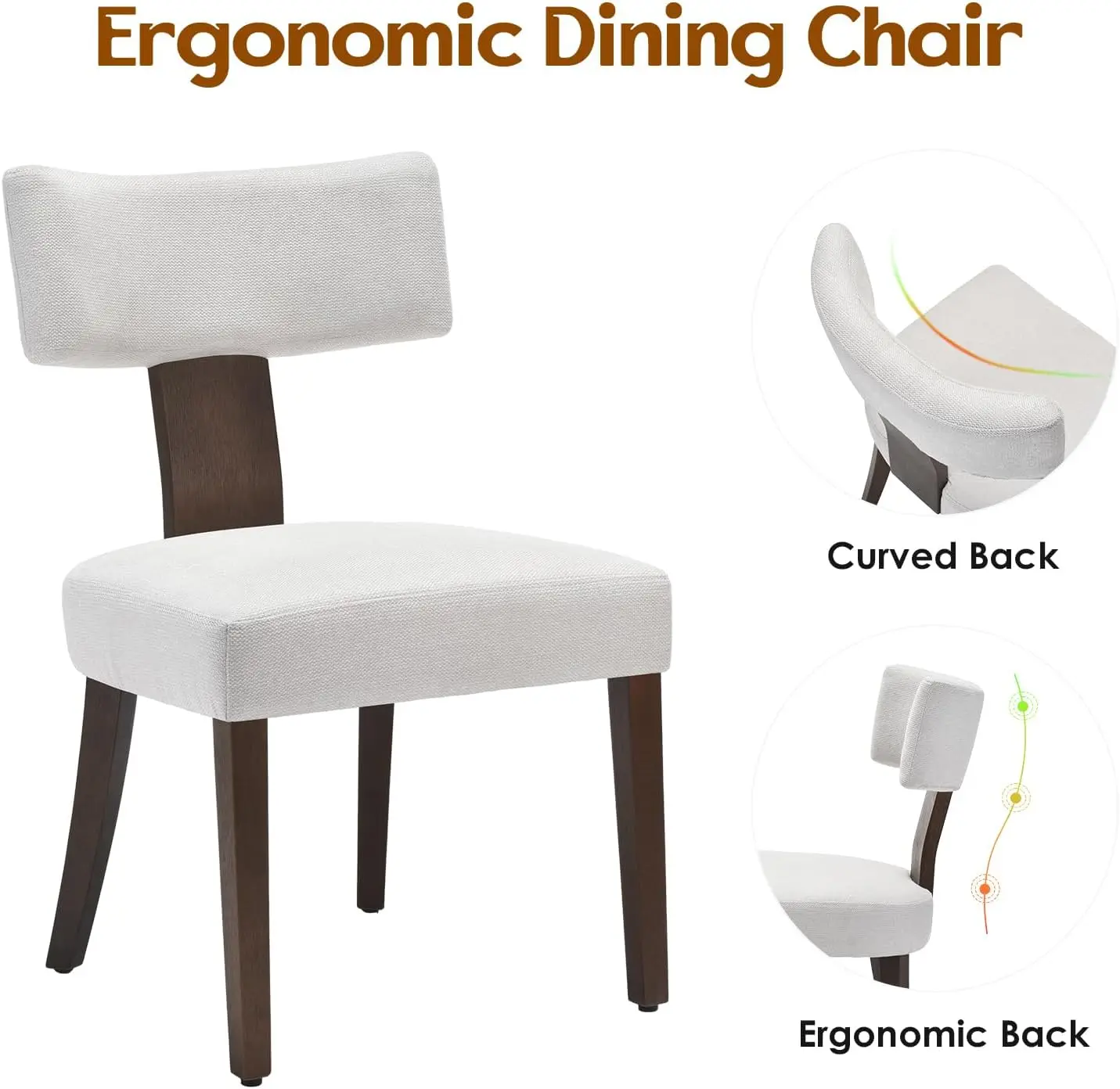 

Upholstered Armless Dining Table Chairs Set of 2 with Hardwood Frame Curved Backrest for dining Room