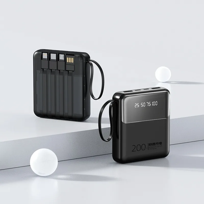 Multi-capacity Battery Fast Charging Portable Power Bank with Built-in Cable Compact and Portable 3C Certification