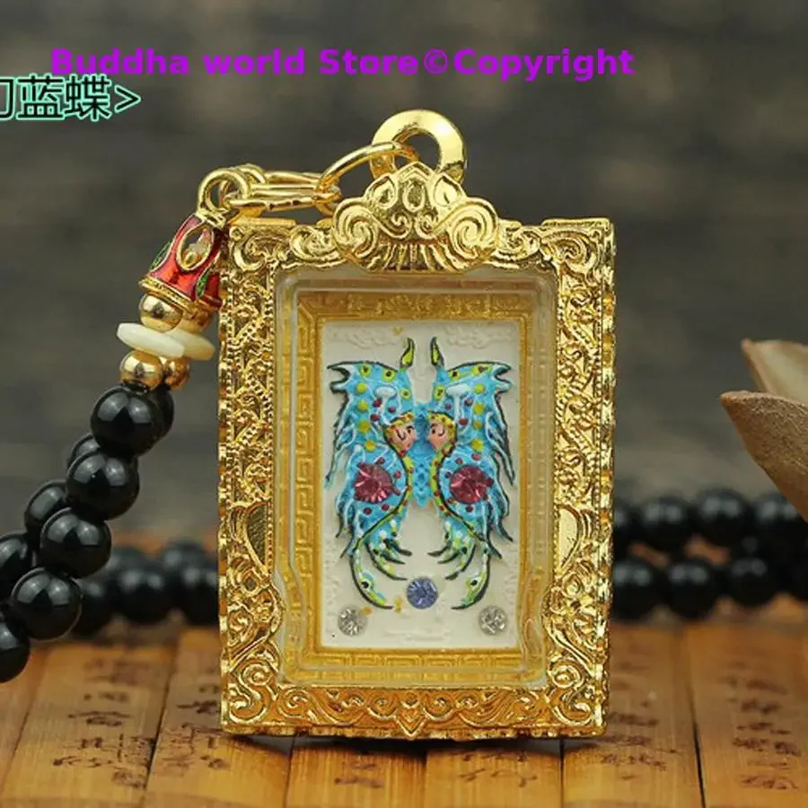 

Southeast Asia Thailand Temple Greco Buddhist pocket talisman GOOD LUCK BLESS gold butterfly God Buddha card Pendant Amulet