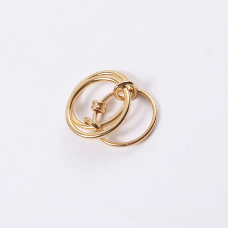 High End PVD Wholesale Waterproof Hip-hop Three Layer Changeable Stainless Steel Ring For Women