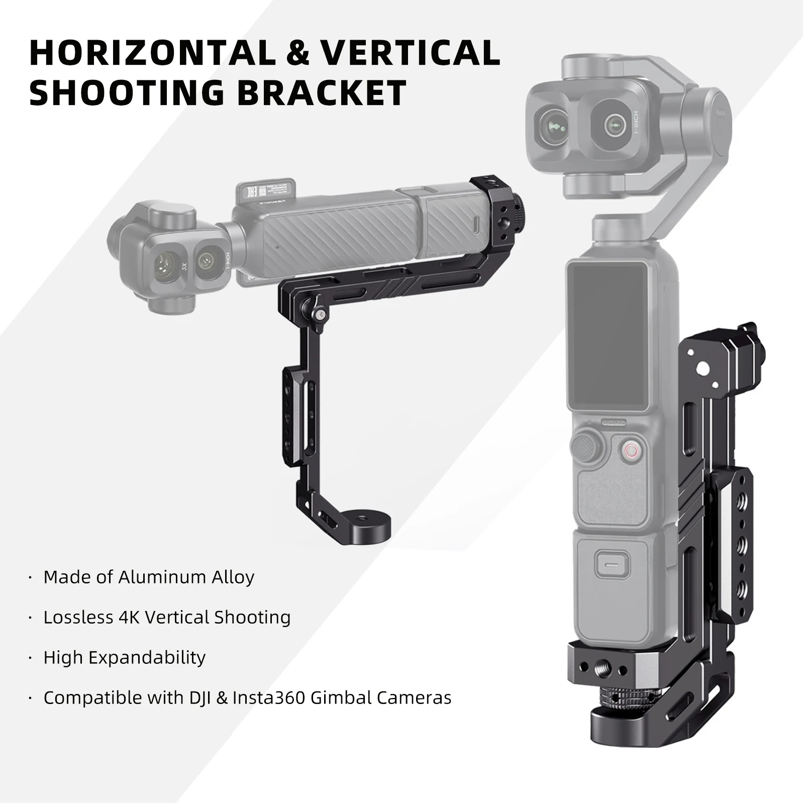 LEAPLIGHT Aluminum Vertical Tripod for DJI Osmo Pocket 3/4/4P L-Shape Tripod Stand w 360° BallHead+L Holder For Video Recording