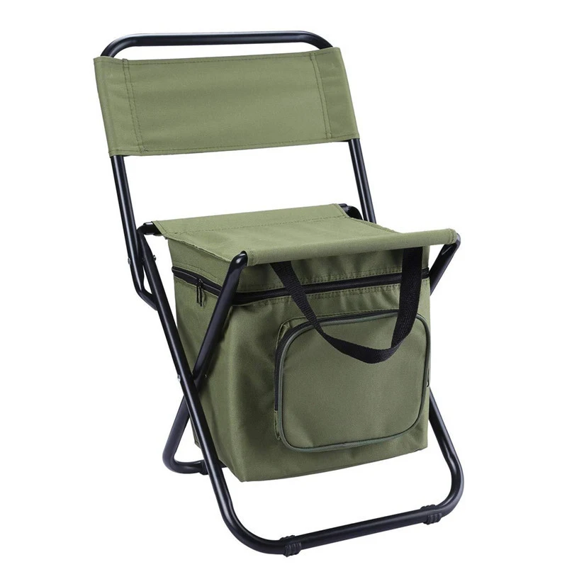 Fishing Chair with 10L Cooler Bag Compact Backpack Fishing Stool Foldable Camping Chair Portable Lightweight Stool