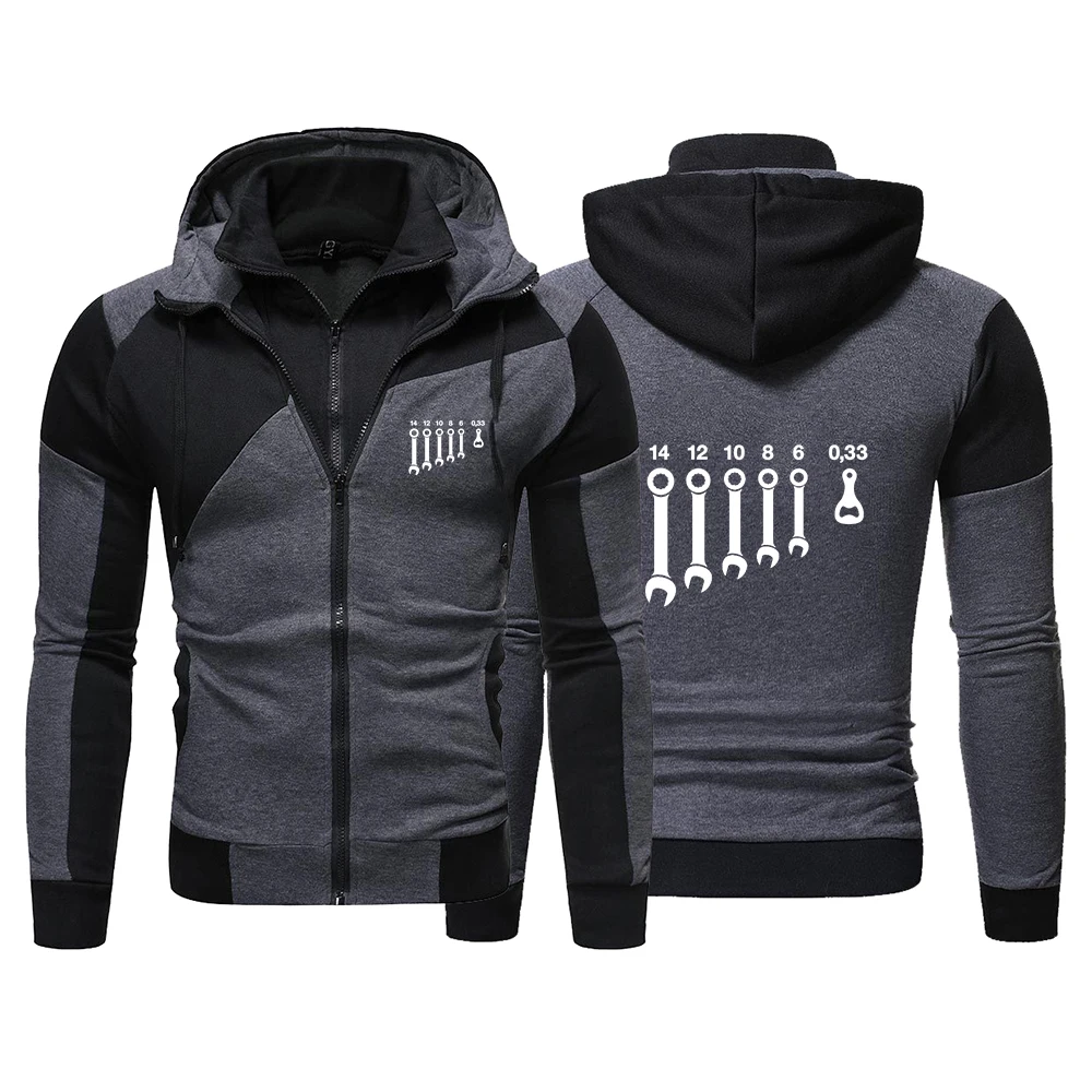Wrench Wrenches Beer Bottle Opener Tools 2026 Men Spring Autumn Color Matching Zipper Hoodie Warm Comfortable Casual Jackets Top