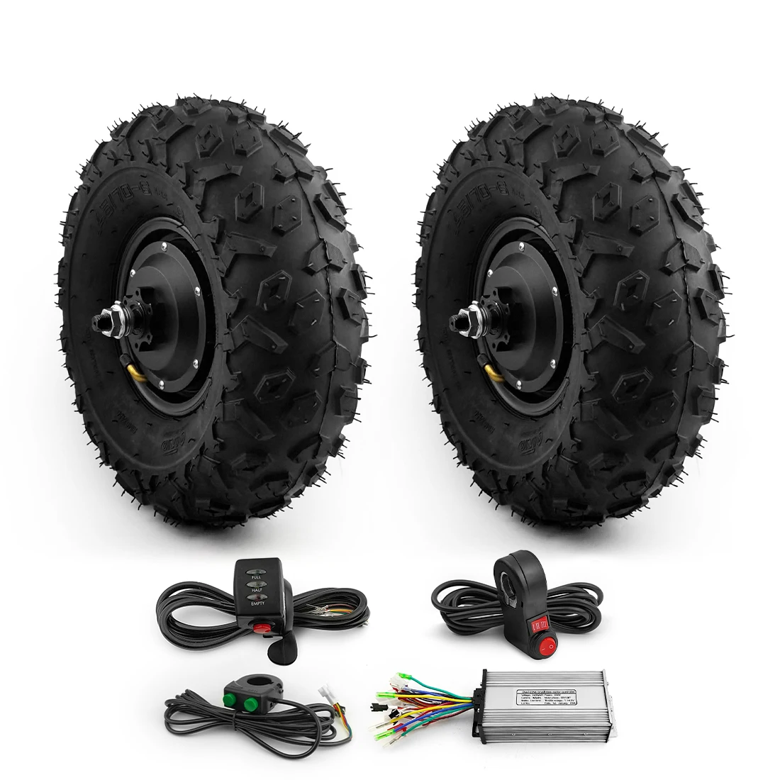 

DIY Dual Drive 36V 350W Electric Trolley Flat Cart Brushless Gear Hub Motor Disc Brake Set 14.5 Inch Off-road Wheel