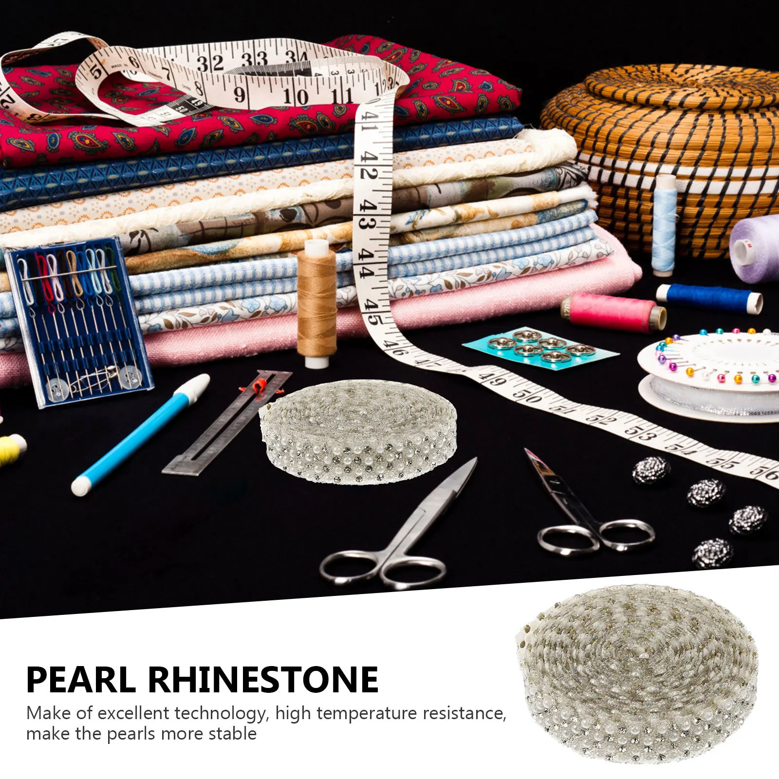 

1 Roll Adhesive Pearl Strip High Temperature Resistant Pearl Beaded Ribbon for Wedding Gift Car Decoration Clothing Supplies