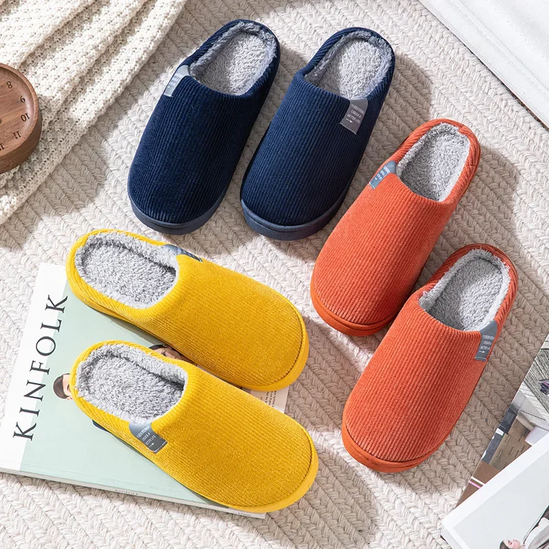 

2024 New Trend Winter Couple Indoor Non-slip Mule For Men Women Flip Flops Warm Fluffy Slippers Home Slides Casual Cotton Shoes