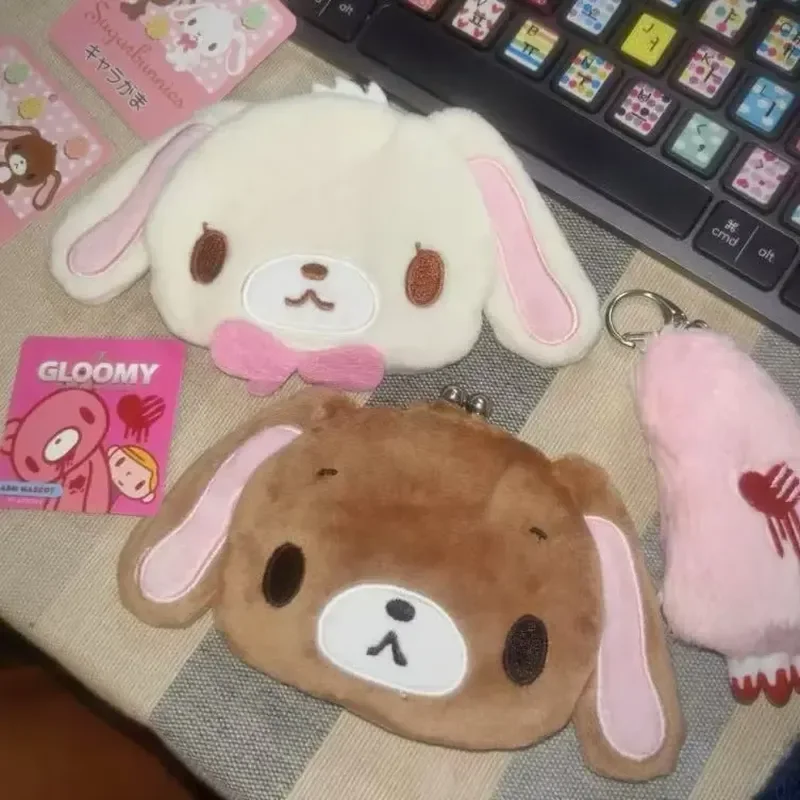 Kawaii اليابانية Sugarbunnies التميمة محفظة نسائية للعملات المعدنية الصغيرة لطيف سستة حقيبة التخزين الفتيات أحمر الشفاه حقيبة زوجين حقيبة هدية