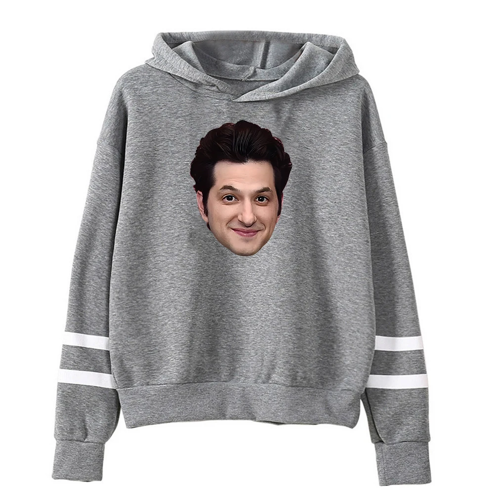 Ben Schwartz Portrait Hoodie Pocketless Parallel Bars Sleeve Streetwear Women Men Hooded Sweatshirt Trendy Outfits