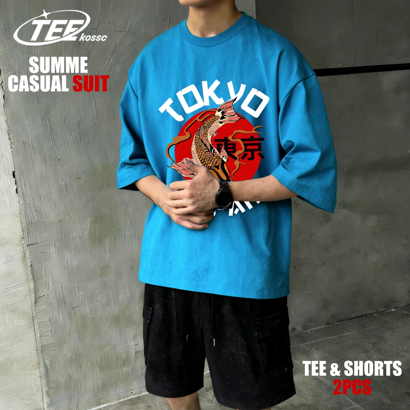 

Harajuku Tokyo Japan Koi Fish T Shirt Man Casual O-Neck Short Sleeve Suit Cotton Summer Clothing Unisex Fashion Loose Tee