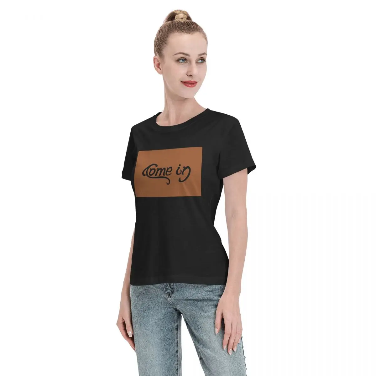 Camiseta Come In Go Away, camisetas de manga corta para mujer, ropa de calle con cuello redondo, camisetas de algodón para verano, ropa de calle