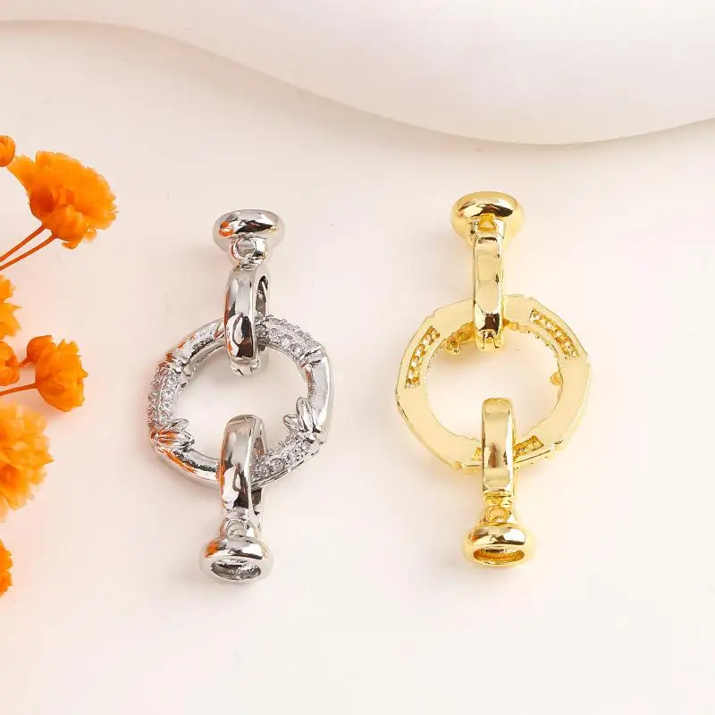 1PCS Heavy Duty Copper Zircon Round Clasps Connector for DIY Custom Bracelet Necklace Jewelry Making Craft Accessories