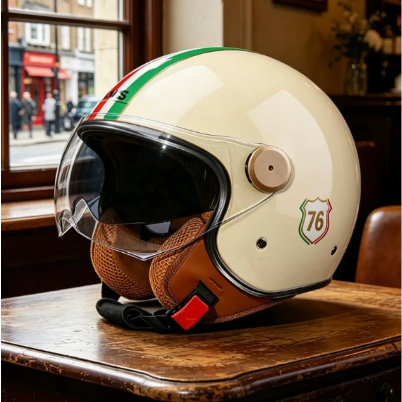 

DOT certification Men Women Motorcycle Helmet Biker 3/4 Open Face Helmet Retro Electric Bike Scooter ABS Shell Moto Helmet