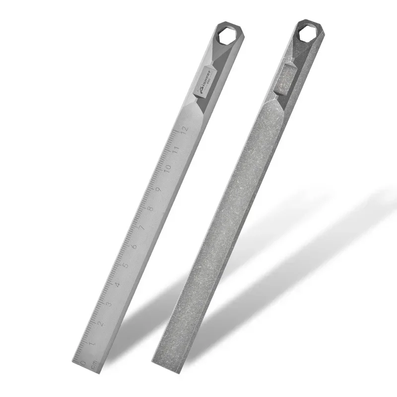 18cm Titanium Alloy Straight Ruler 8mm Hex Wrench Outdoor Camping EDC Crowbar Tool Self-defense Hard Ruler Waist Hanging Pry Bar