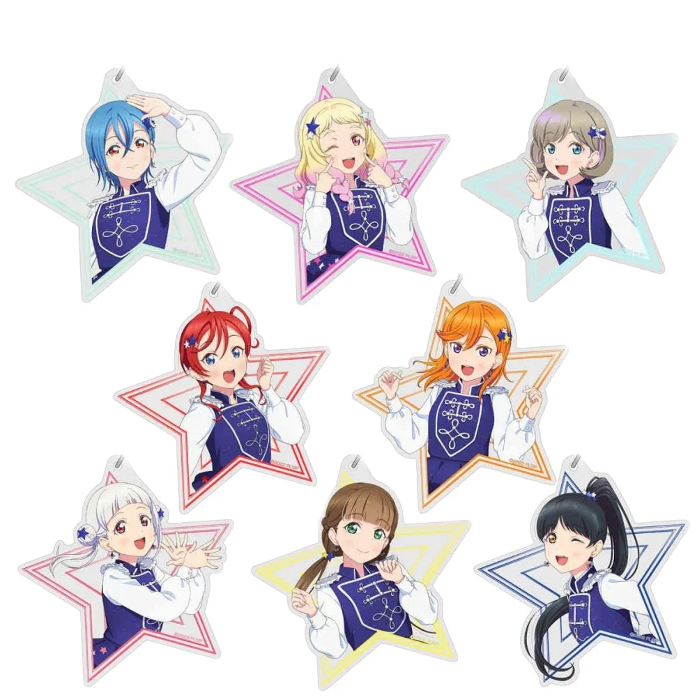 Charm Anime Fans Gifts Love Live! Superstar HD Figurel Star shape Acrylic Keychain Shibuya Kanon Tang Keke Arashi  About 6cm