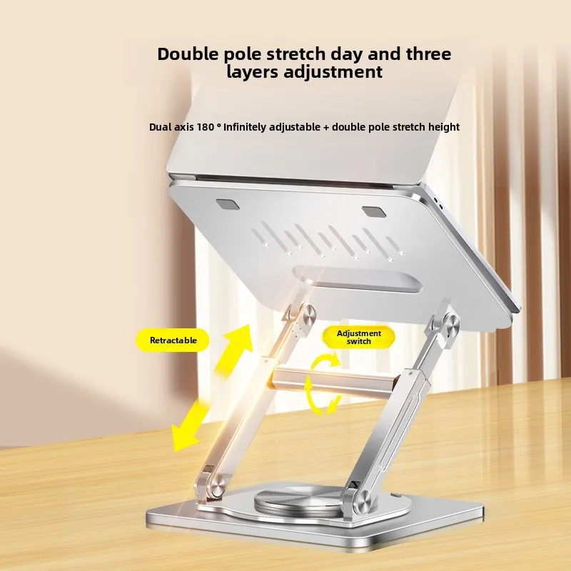 360 Degree Rotating Aluminum Alloy Laptop Stand Heat Dissipation Stretch Foldable Lifting Support Holder