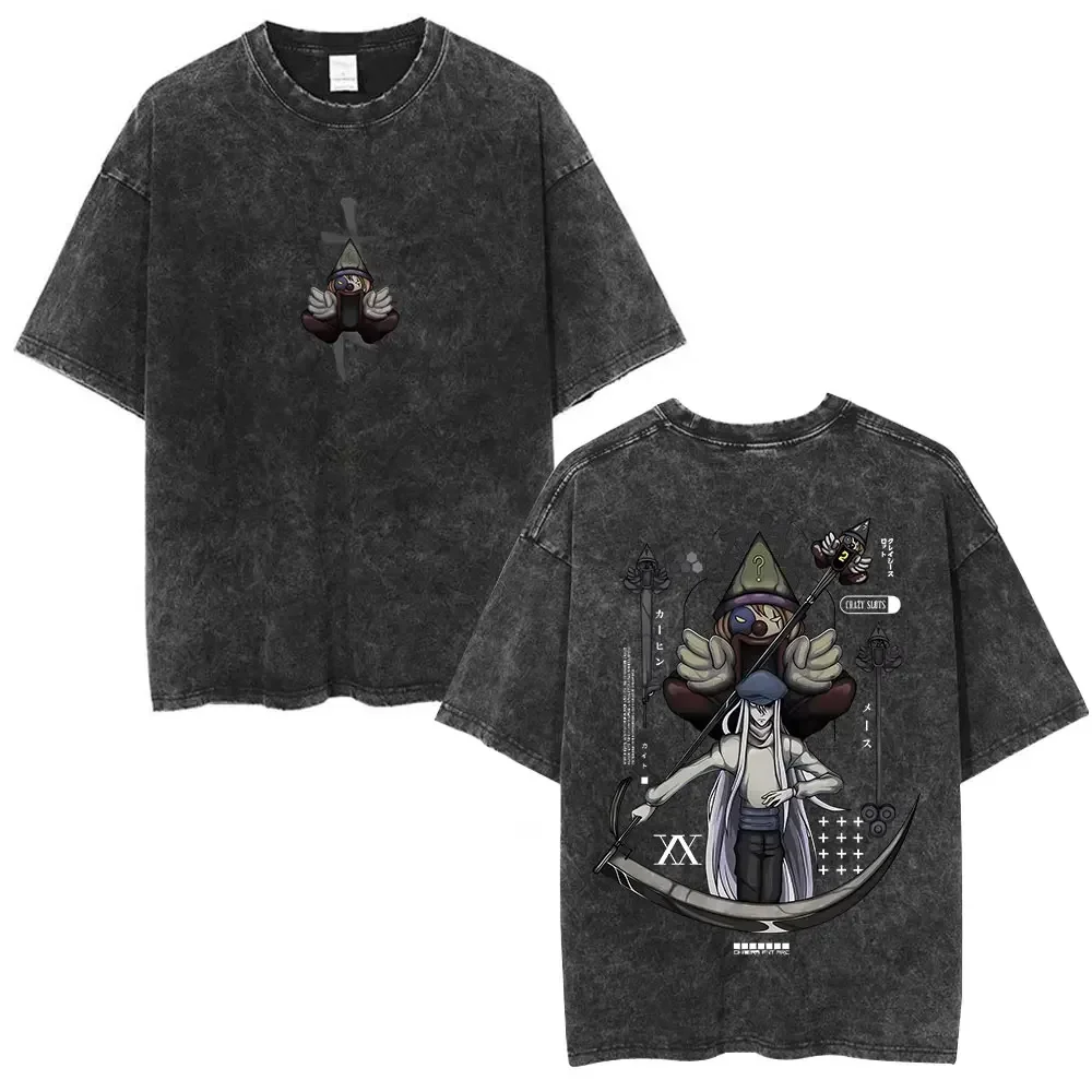 Customization Shirt Vintage Washed Anime Hunter X Hunter T Shirt Kite Phantom Troupe Hisoka Chrollo Short Sleeve T-shirt Men Wom