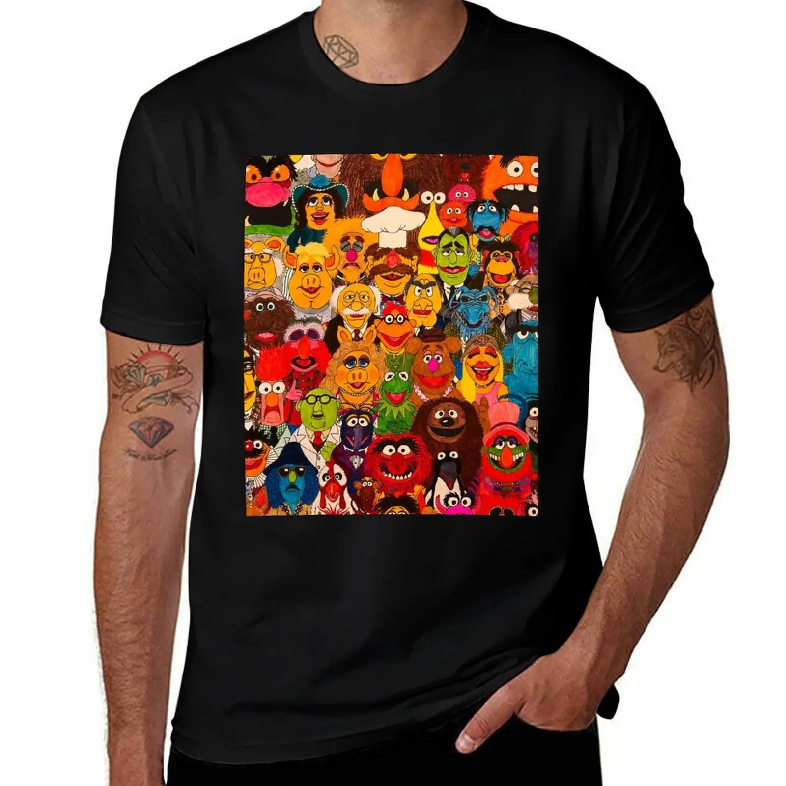 Retro Cartoon The Muppet Art Pattern T-Shirt Holiday Lightweight T-Shirt