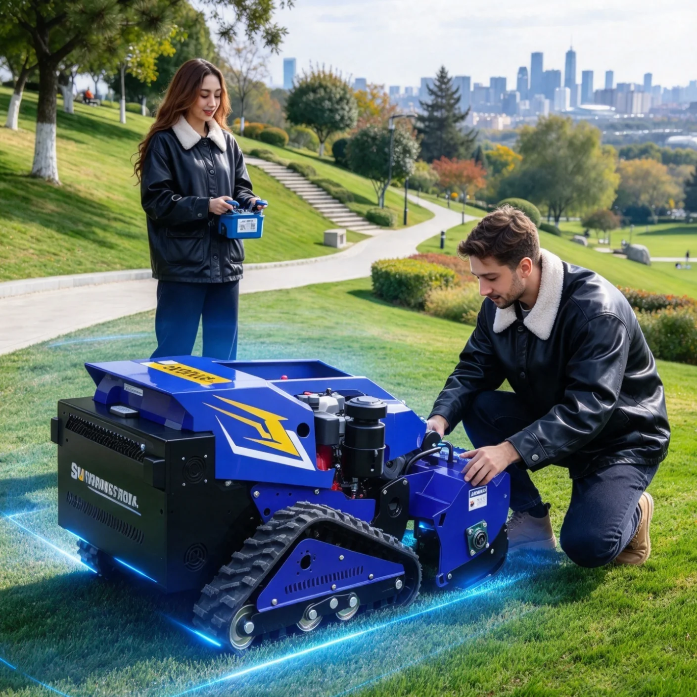 Customized Remote Control Flail Mower, walnut and chestnut orchard robot to clear tall grass and thorny bushes