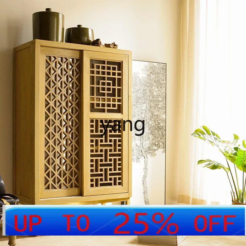 

LTT Chinese Style Solid Wood Vintage Wine Cabinet Tea Cabinet Living Room Sideboard Cabinet Wall-Mounted