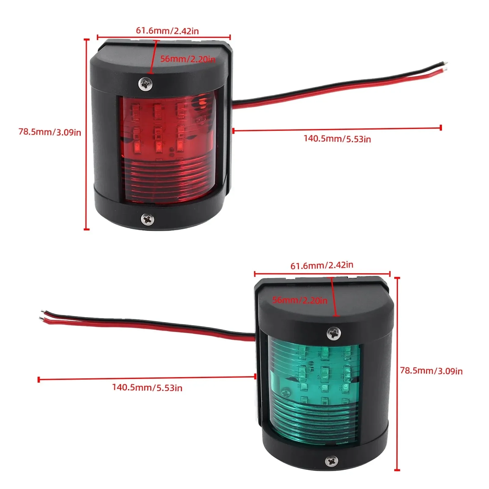 Luz de navegación marina LED verde roja, lámpara de señal de vela de 12V/24V para yates de lancha motora y navegación