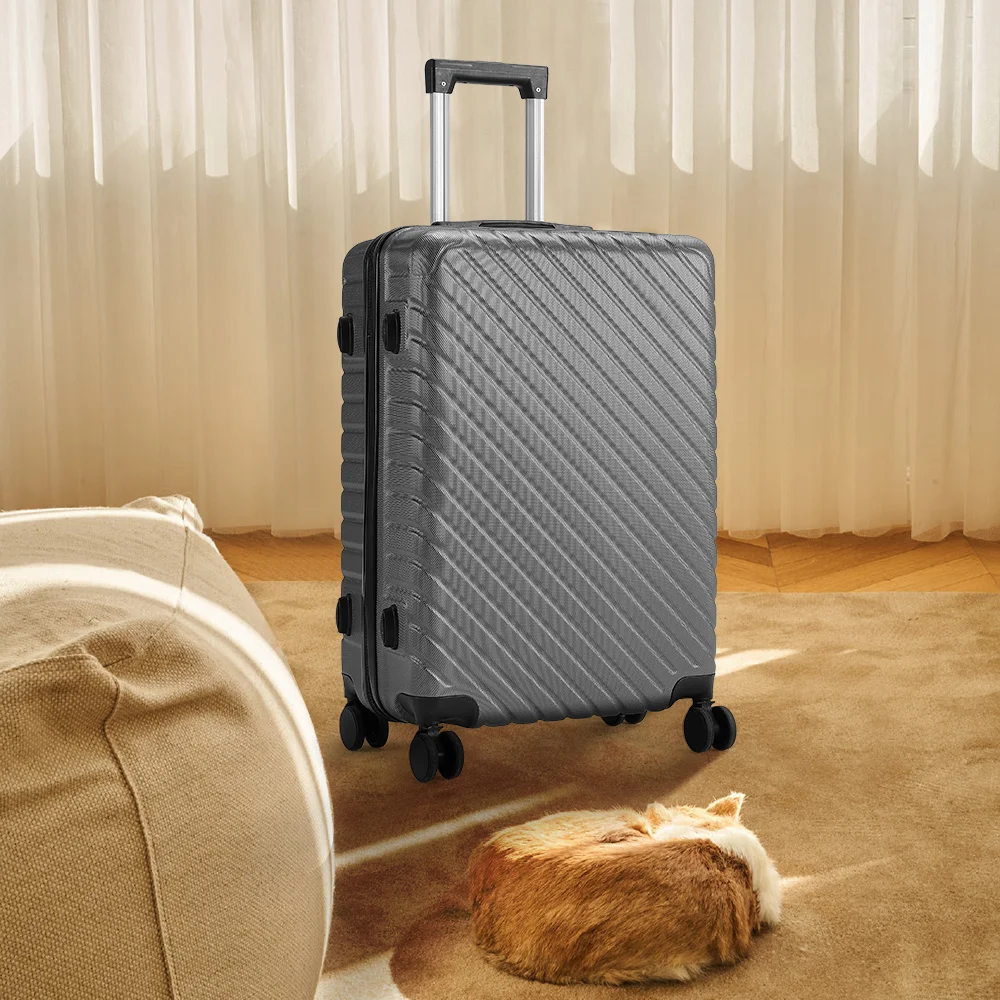 Ultra-Lightweight Silver Travel Suitcase with 360-Degree Spinner Wheels and Built-In Safety Lock