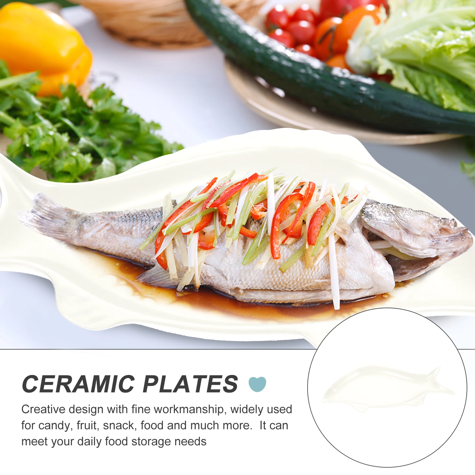 

Fish Shape Ceramic Dinner Plate Premium Food Serving Plate Suitable for Snack Fruit Storage Ceramic Plates