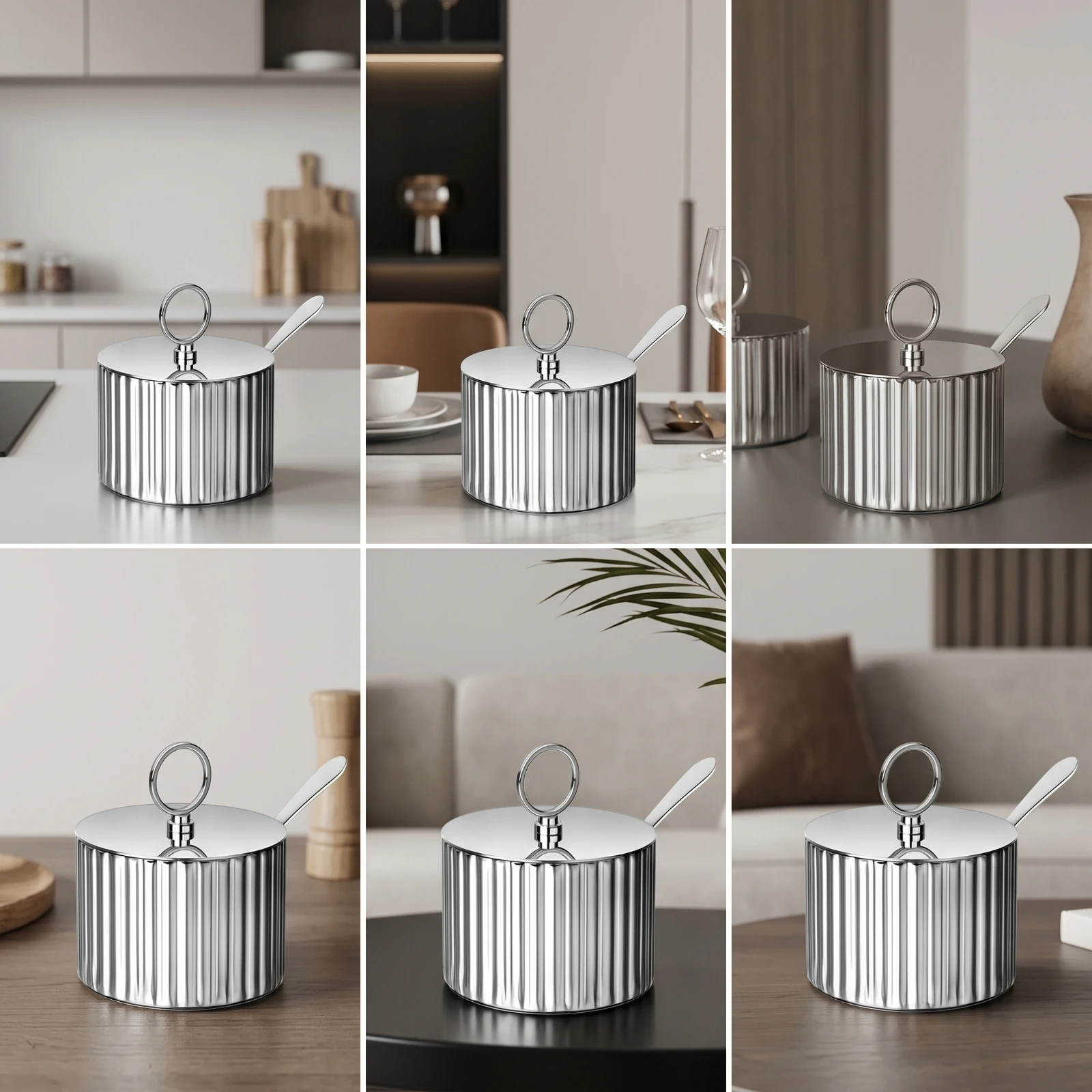 Seasoning Jar with Spoon Elegant Seasoning Cellar with Spoon Seasoning Pot with Lid Food-Grade Seasoning Cellar with Lid Easy To