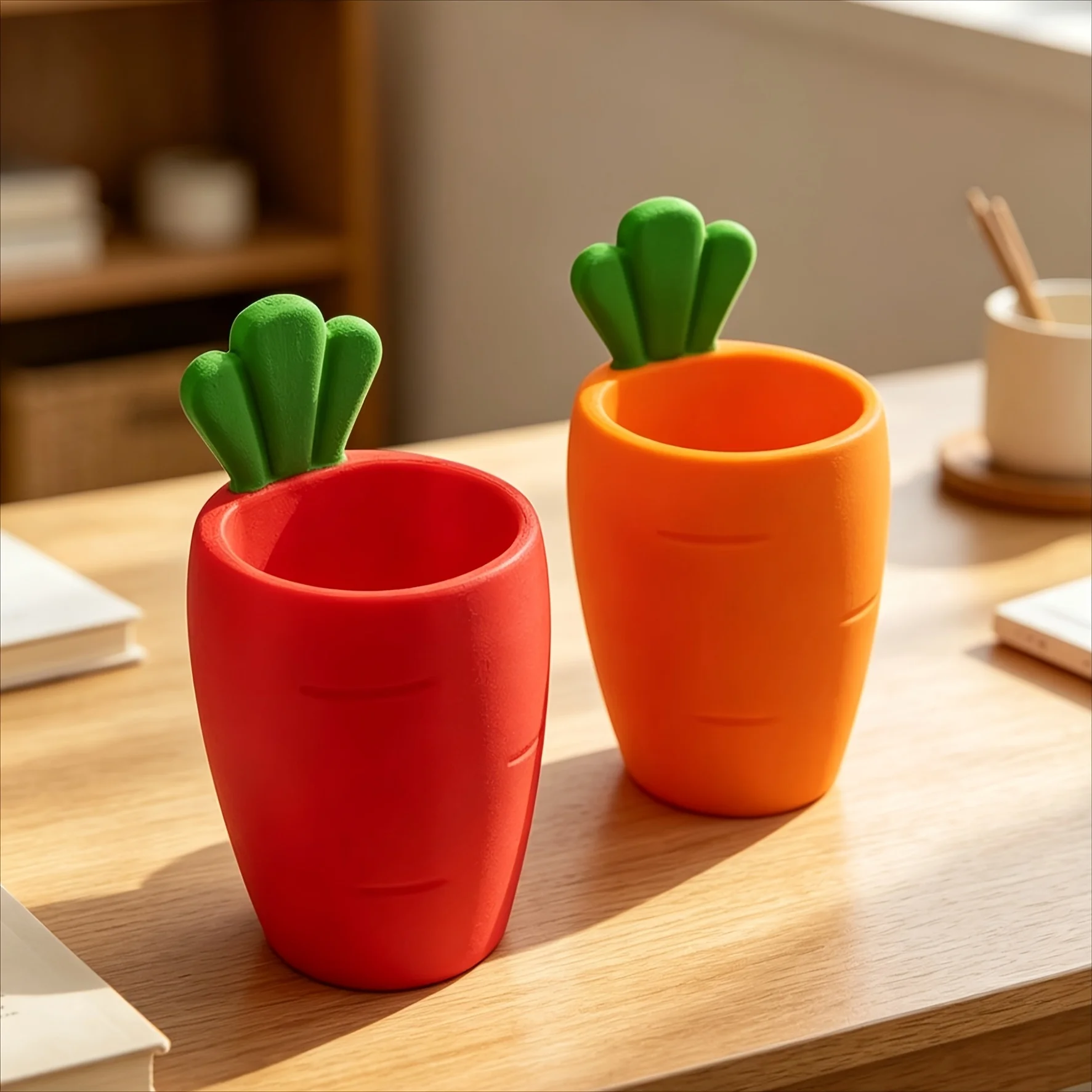 Vegetable Theme Carrot Pen Holder, Cute Desktop Stationery Storage Cup, Multifunctional Organizer for Office Home Decor Gift