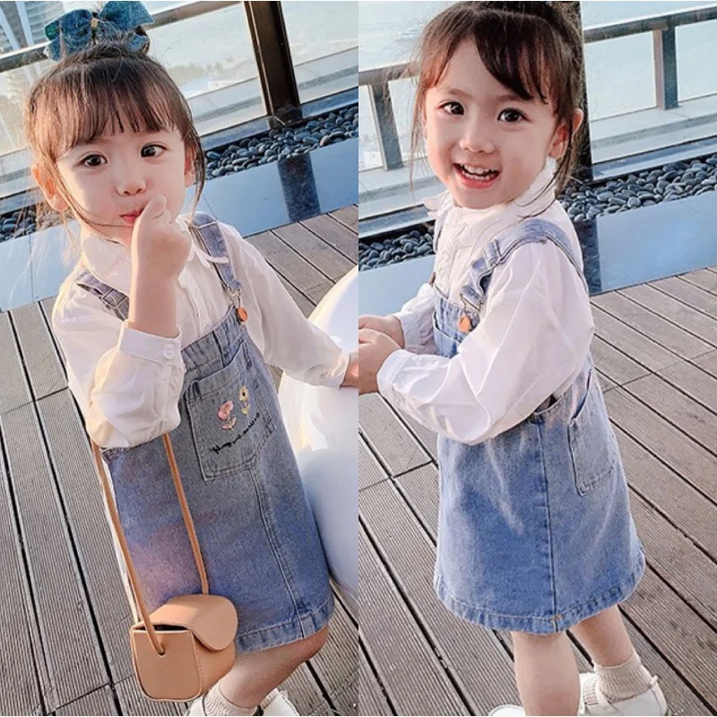 

Hnq-Children's Denim Suspender Skirt Children's Cute Dress Children Shirt3-8Children's Clothing One Piece Dropshipping