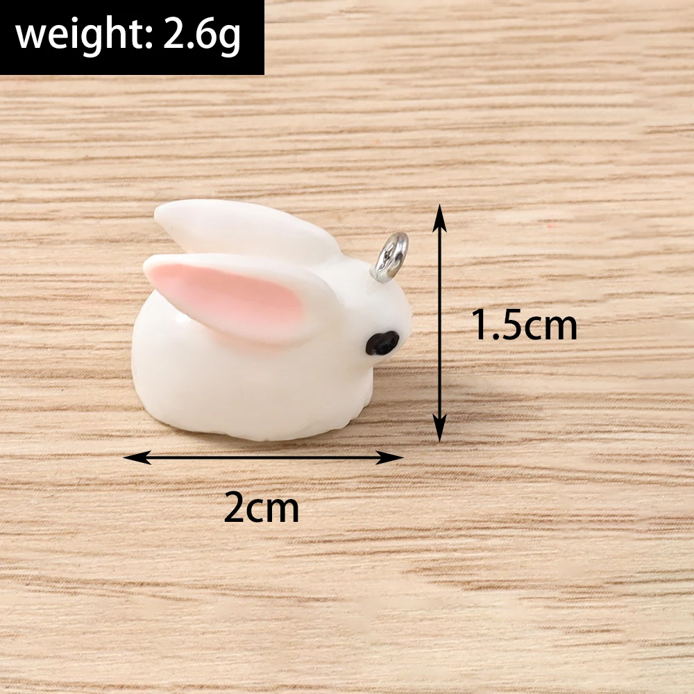 Tusember 10 Stück Tier-Charms, niedliche Harz-Biene, Kaninchen, Ente, Huhn, Milchkuh, Anhänger für Schmuckherstellung, Ohrringe, Halskette, DIY-Handwerk – Detail 13