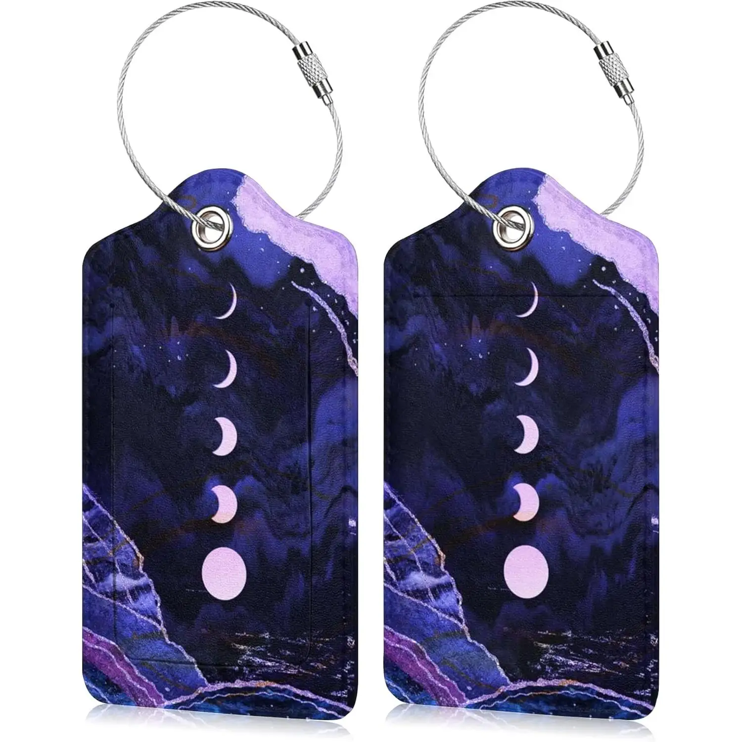 

Чемоданы Кожаные багажные бирки Moon Cruise с петлей из нержавеющей стали Конфиденциальное имя Обложка для удостоверения личности Фиолетовая горная дорожная сумка