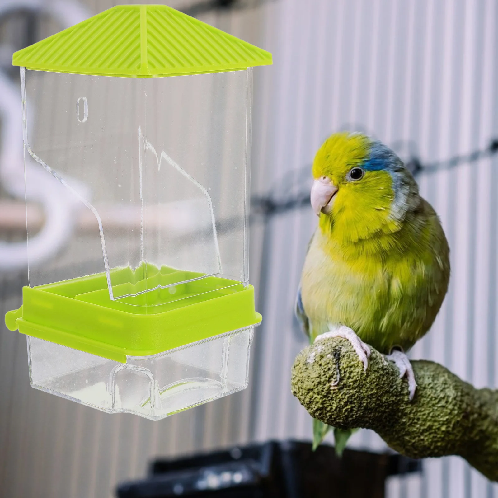 

Automatic Bird Feeder No-Spill Plastic Parrot Feeding Dish Budgie Lovebird Anti-Spill Dispenser Box for Home Pet Birdcage