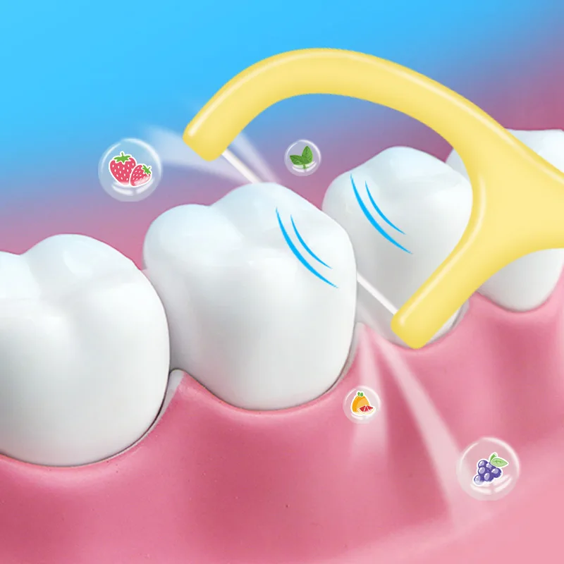 50 pçs ultra-fino com sabor de frutas fio dental palitos descartáveis portátil dental flosser picaretas cuidados orais ferramentas de limpeza dos dentes