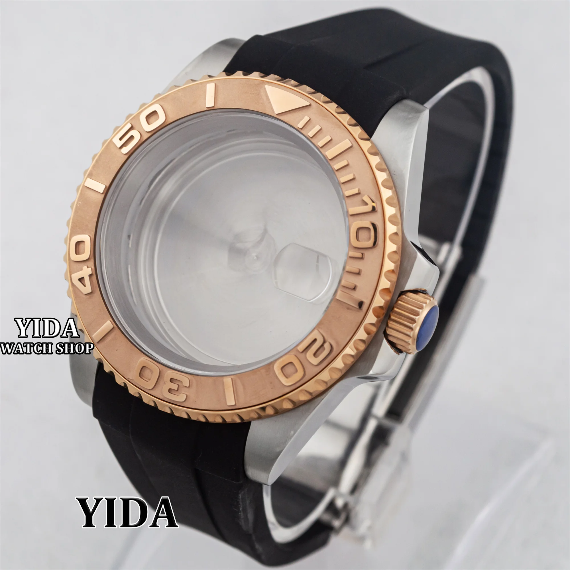 High Quality 40MM Mod Watch Case Rubber Strap Sapphire Glassl 10ATM Waterproof for SUB GMT NH35 NH36 Movement Yacht-Master Cases
