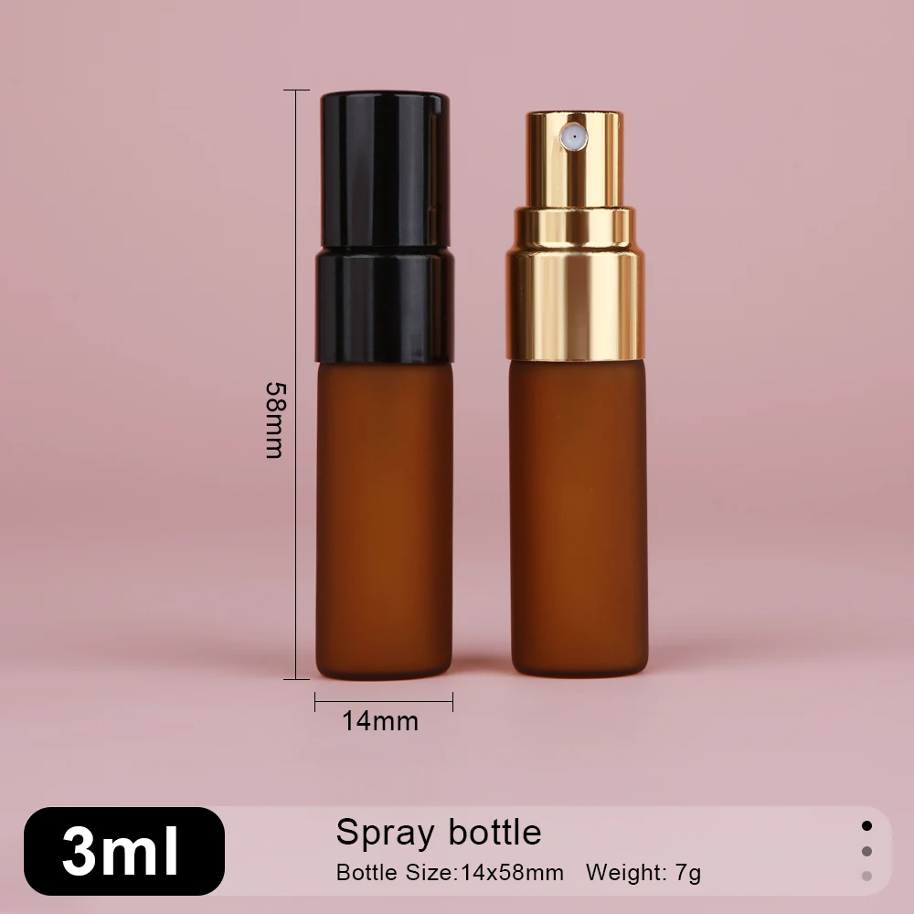 30/50Pcs 3ml Brown Frosted Glass Perfume and Toner Spray Bottle Mini Perfume Subpacking Sample Bottle