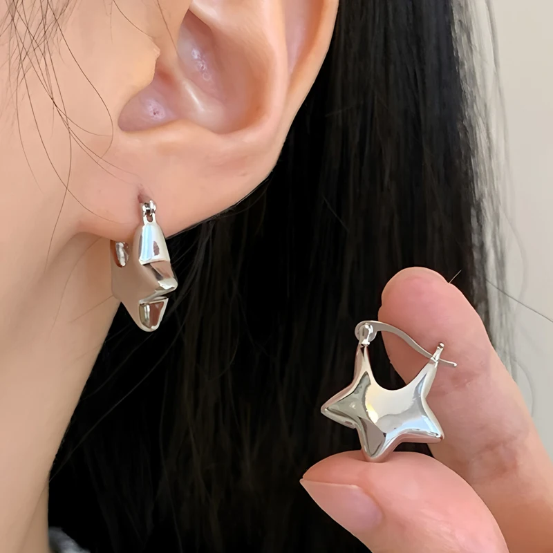 

925 Sterling Silver Earrings For Women Piercing Hoop Stud Dangle Star Earring Original Luxury Designer Jewelry Accessories Gift
