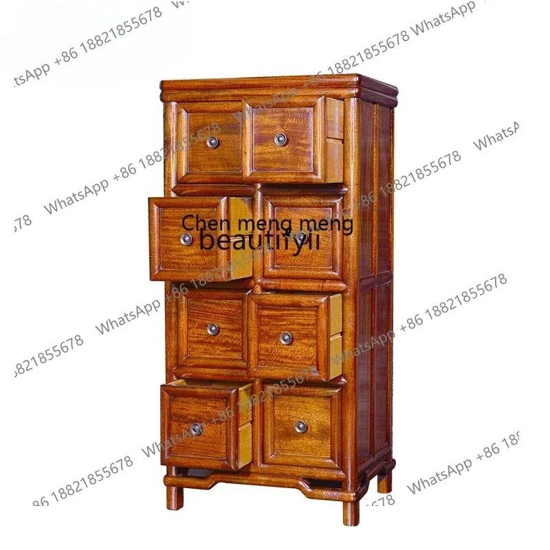 X  R0R Mahogany furniture rosewood black red sandalwood bright eight draws, storage, lockers all solid wood simple