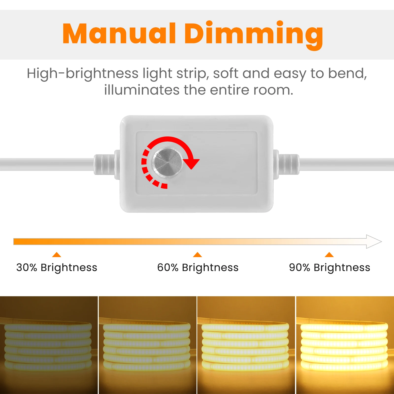 Dimmable COB LED Neon Strip Light 220V Switch/Dimmable EU Power Plug 240LED RA90 Waterproof Outdoor Garden FOB LED Tape 1M 100M