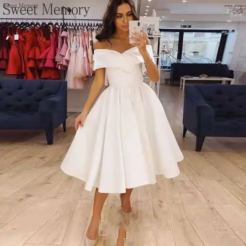 A4160 Customized White Wedding Dresses Satin Fabric Sweet Memory Elegant Princess Formal Occasion Dress Birthday Graduation Gown