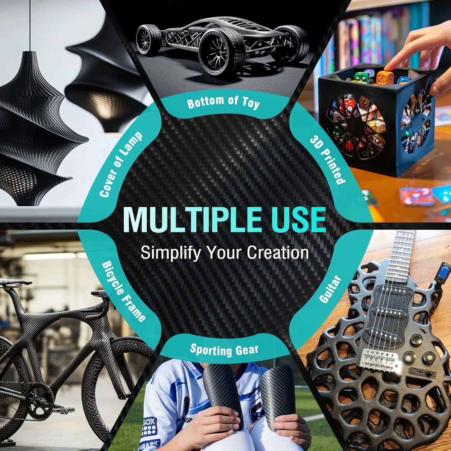 SUNLU PA6-CF/PA12-CF/PC-ABS/Easy PA خيوط هندسية ثلاثية الأبعاد 1.75 مم مقاومة لدرجة الحرارة العالية صلابة عالية خيوط طابعة ثلاثية الأبعاد 3 كجم #5